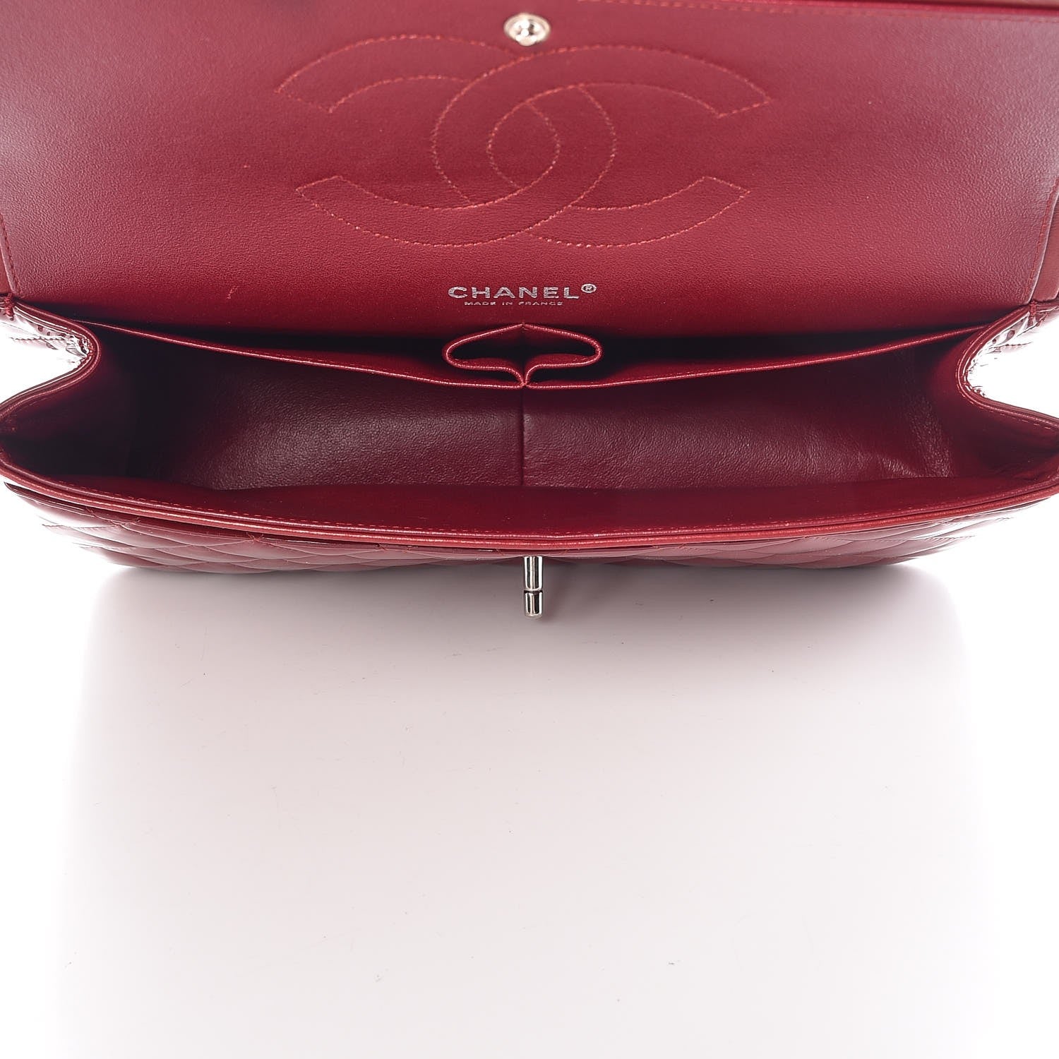 Chanel Patent Quilted Jumbo Double Flap Dark Red 5 of 15