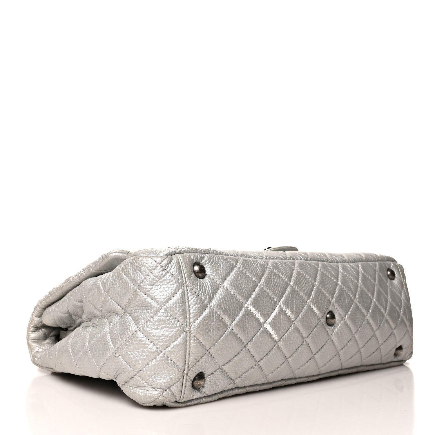 Chanel Metallic Calfskin Quilted XXL Travel Flap Bag Silver 4 of 10