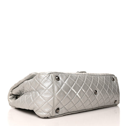 Chanel Metallic Calfskin Quilted XXL Travel Flap Bag Silver 4 of 10