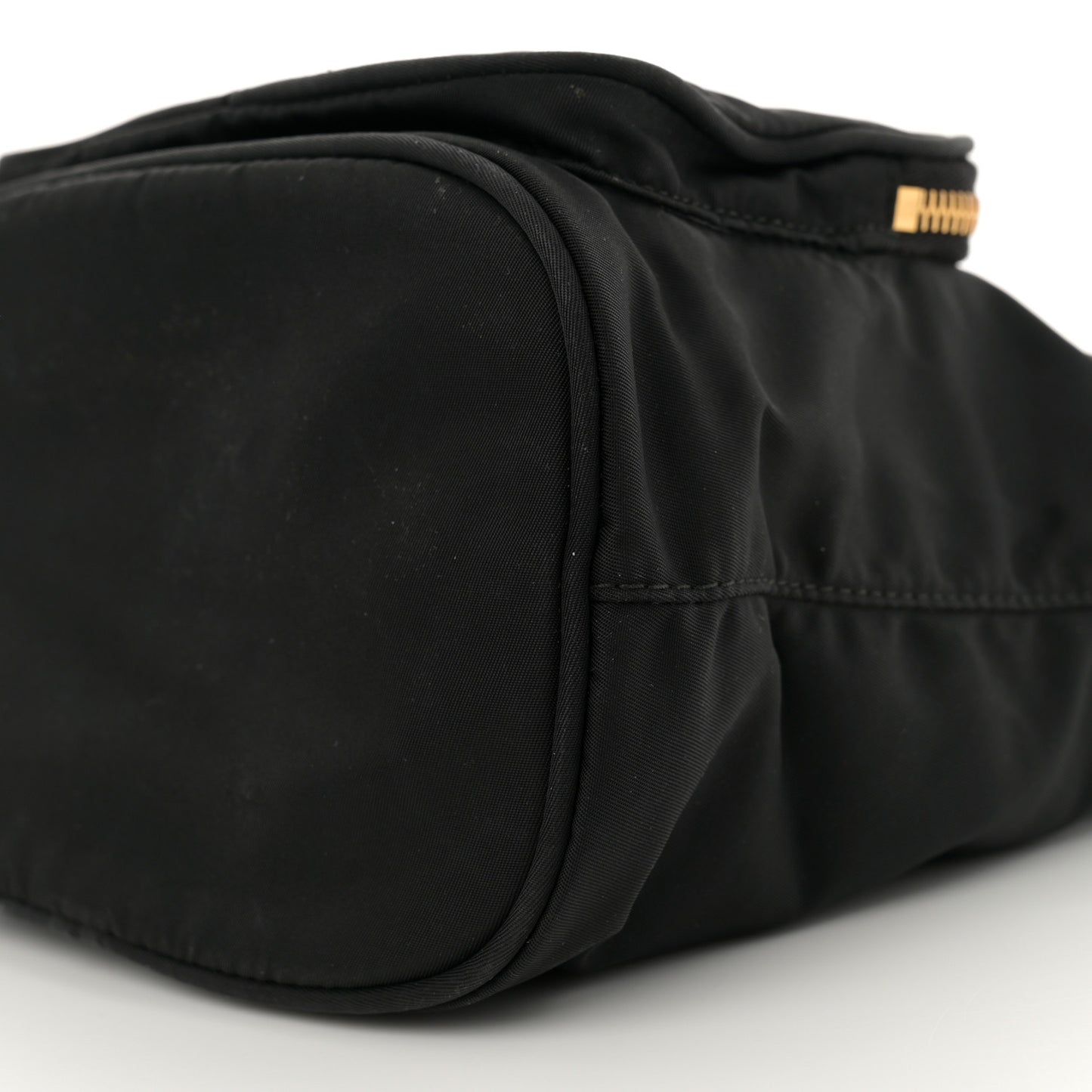 Nylon Vela Saffiano Mini Bucket Crossbody Bag Black