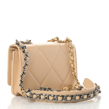 Chanel Lambskin Quilted Chanel 19 Wallet On Chain WOC Beige 3 of 13
