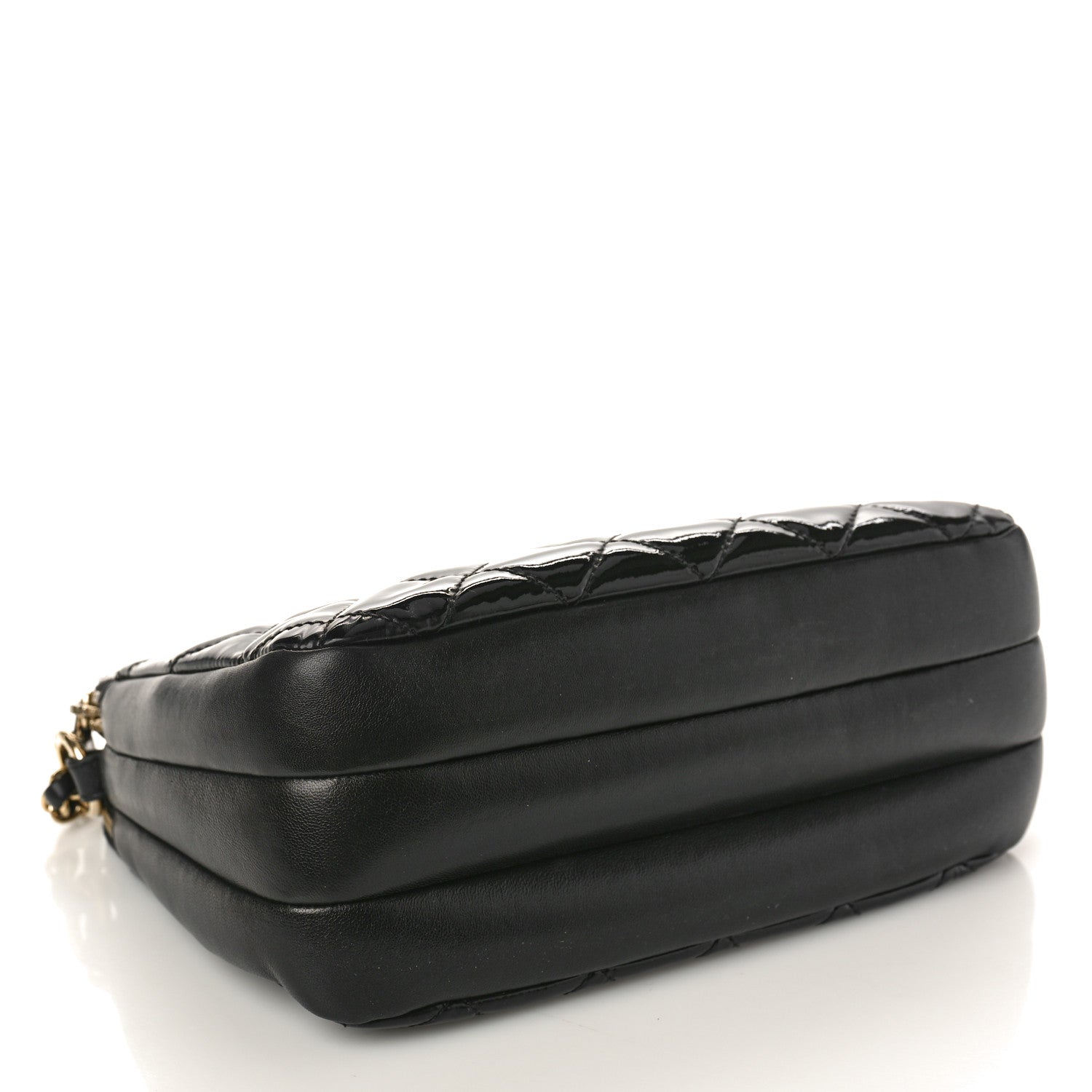 Chanel Patent Quilted Crown CC Double Zip Shoulder Bag Black 4 of 9