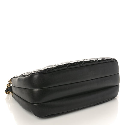 Chanel Patent Quilted Crown CC Double Zip Shoulder Bag Black 4 of 9