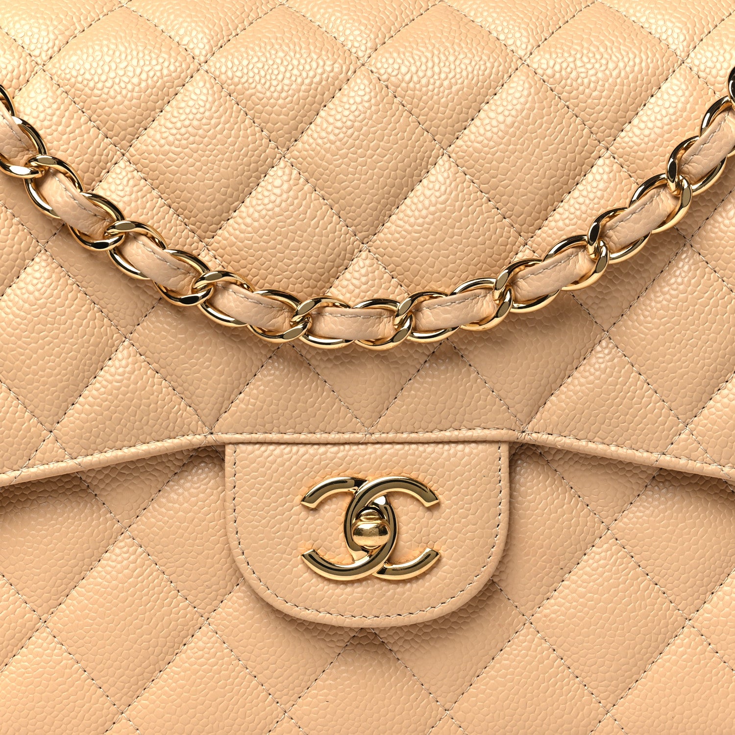 Chanel Caviar Quilted Jumbo Double Flap Light Beige 8 of 11
