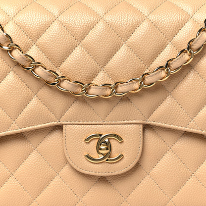 Chanel Caviar Quilted Jumbo Double Flap Light Beige 8 of 11