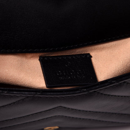 Gucci Calfskin Matelasse Super Mini GG Marmont Shoulder Bag Black 8 of 12