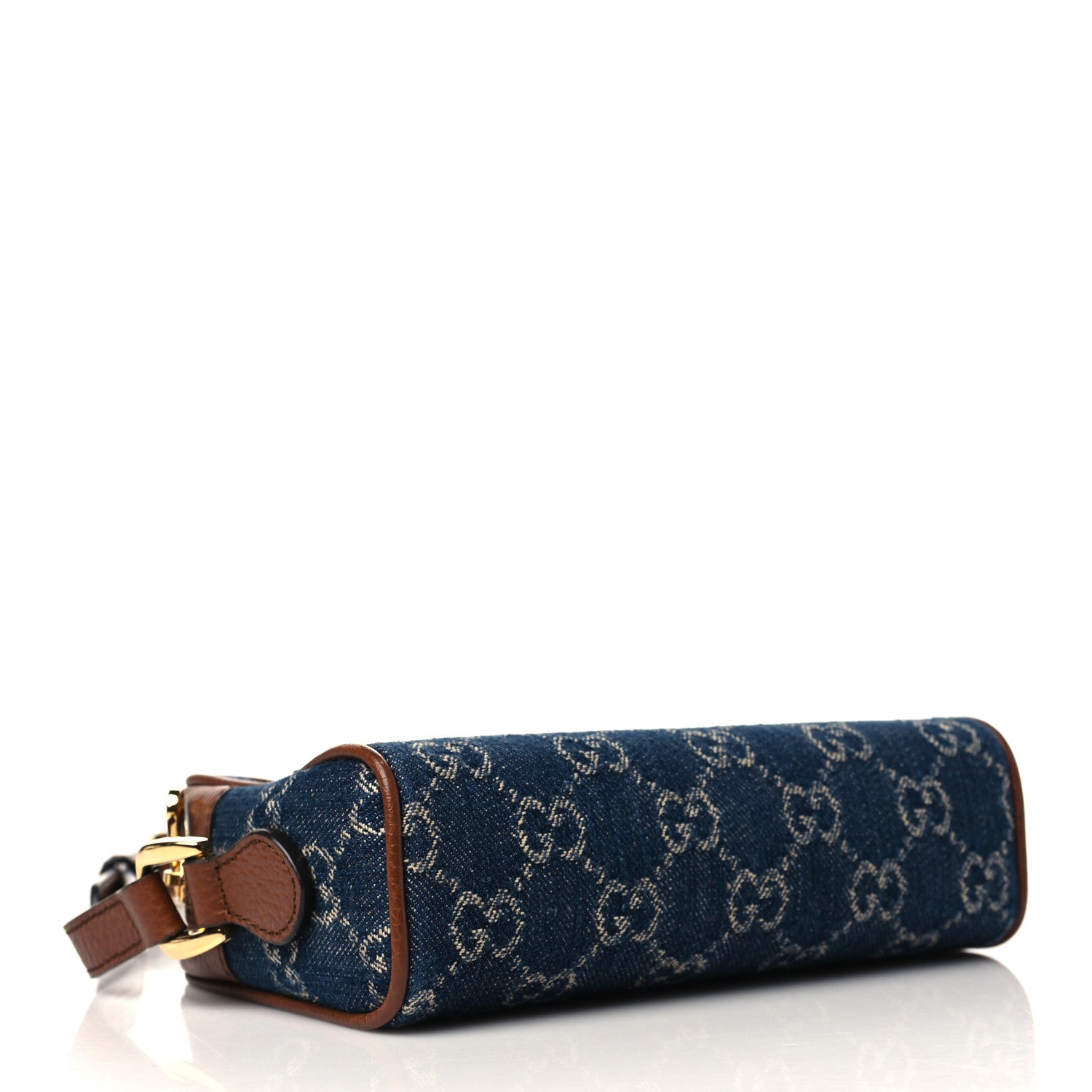 Gucci New Denim GG Monogram Dollar Calfskin Mini Ophidia Shoulder Bag Blue Tea Cuir Epilog 3 of 6