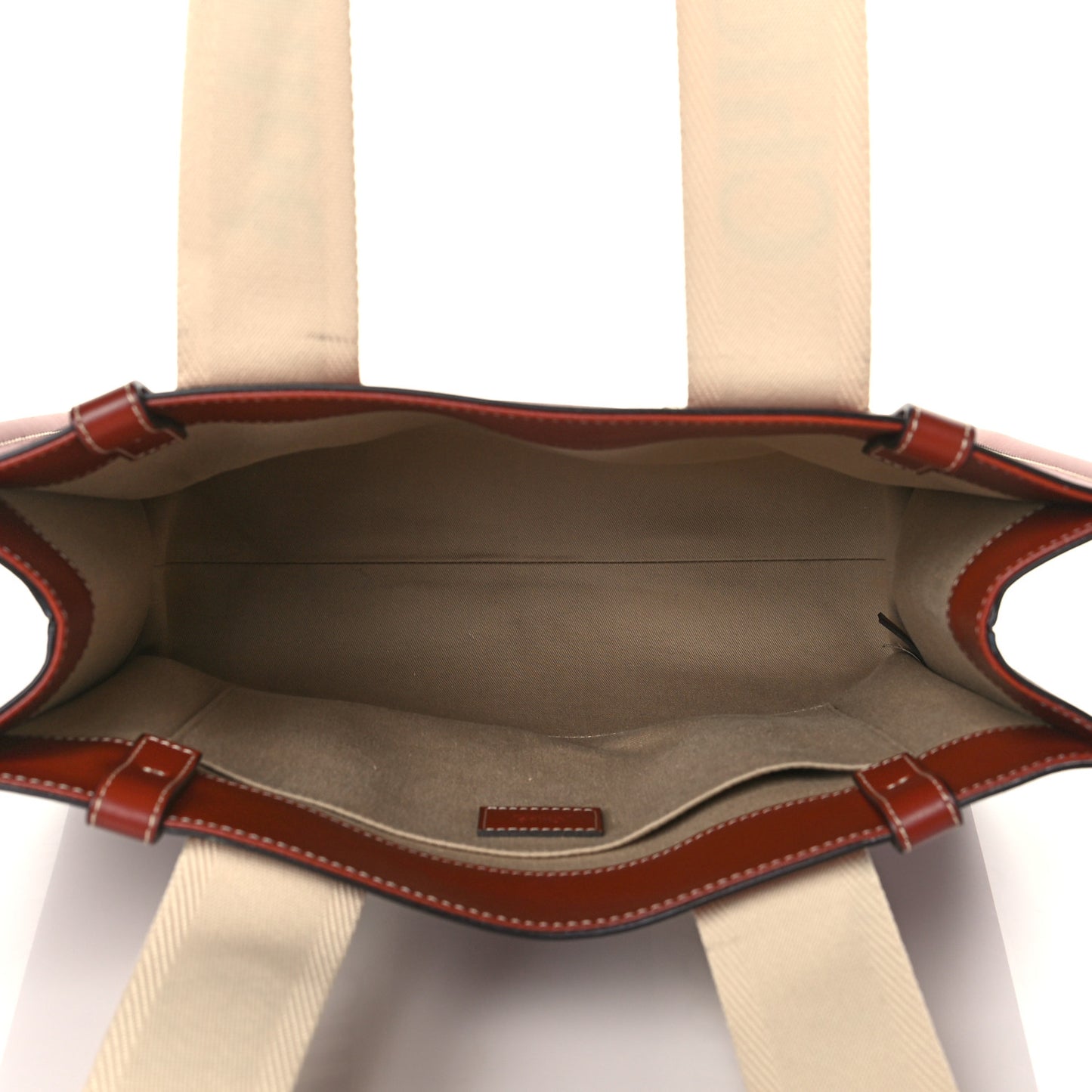 Calfskin Medium Woody Ribbon Tote Sepia Brown