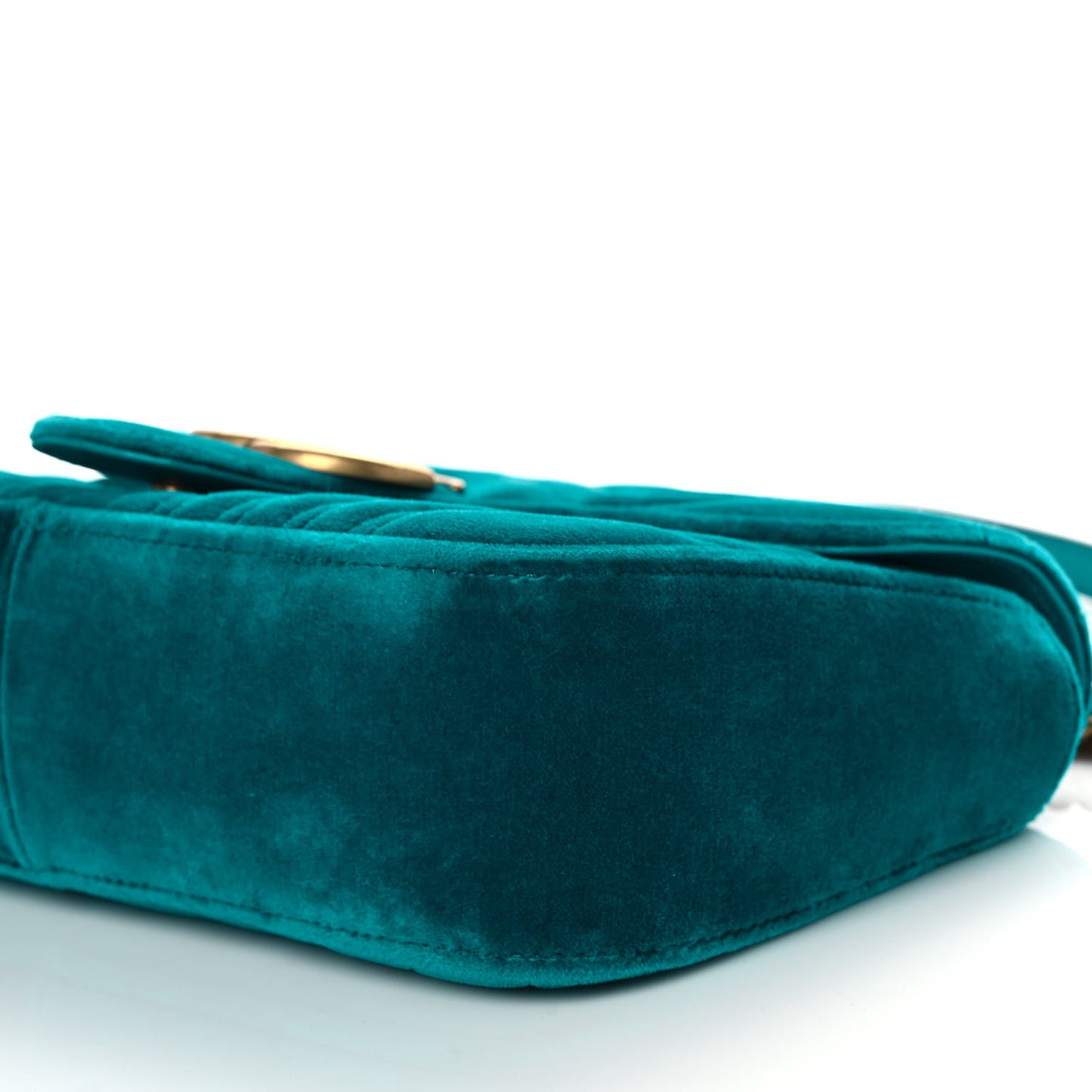 Velvet Matelasse Small GG Marmont Shoulder Bag Pavone Cyan