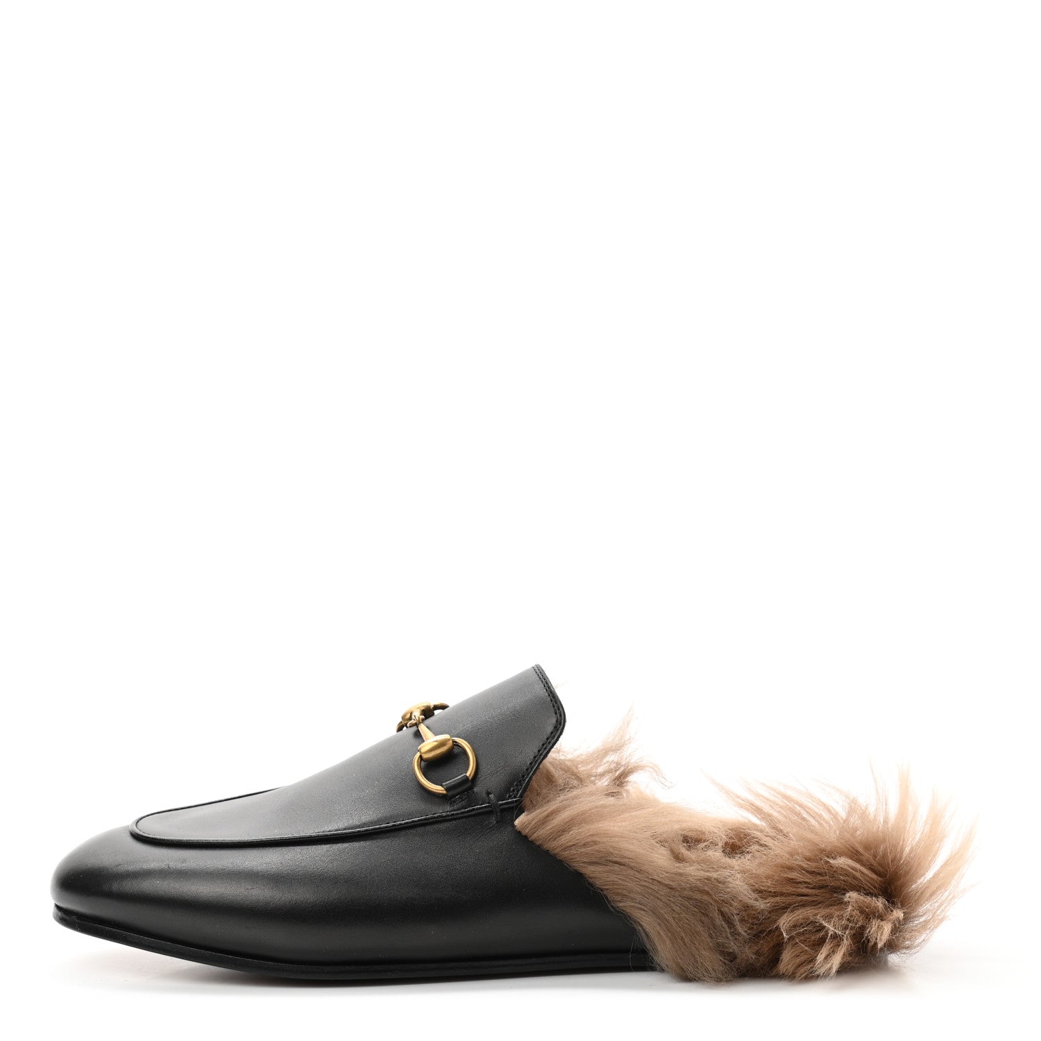 Gucci Calfskin Fur Womens Princetown Slippers 38 Black 1 of 7