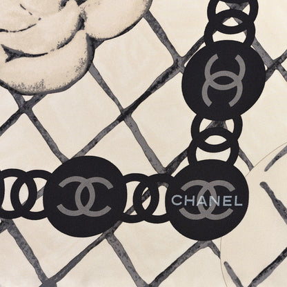 Chanel Silk Camellia CC Square Scarf Ivory 2 of 3