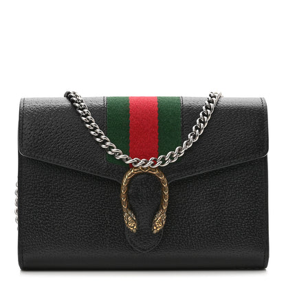 Gucci Calfskin Web Mini Dionysus Chain Wallet Black 1 of 10