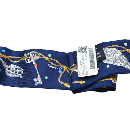 Hermes Silk Les Cles A Pois Twilly Marine Gris Argent 3 of 3