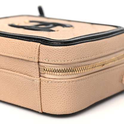 Chanel Caviar Quilted Small CC Filigree Vanity Case Beige Black 10 of 10
