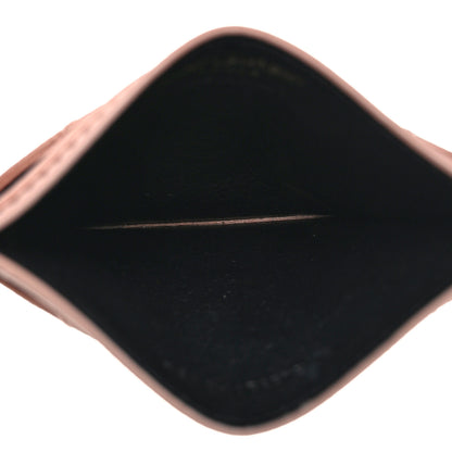 Saint Laurent Grain De Poudre Matelasse Chevron Monogram Credit Card Case Pale Pink 5 of 7