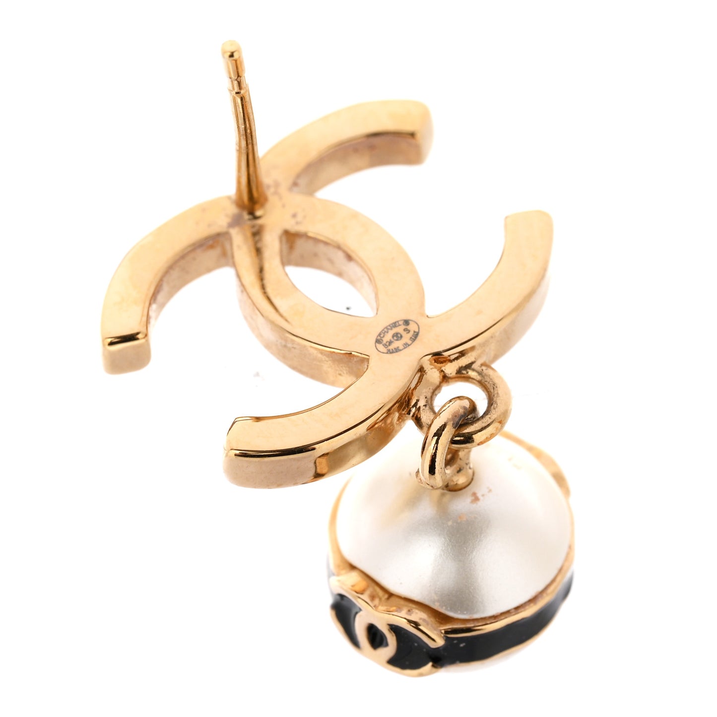 Pearl CC Drop Earrings Gold