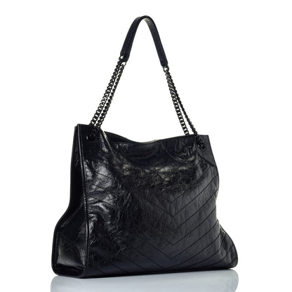 Saint Laurent Crinkled Calfskin Matelasse Monogram Large Niki Shopper Tote Black 3 of 8