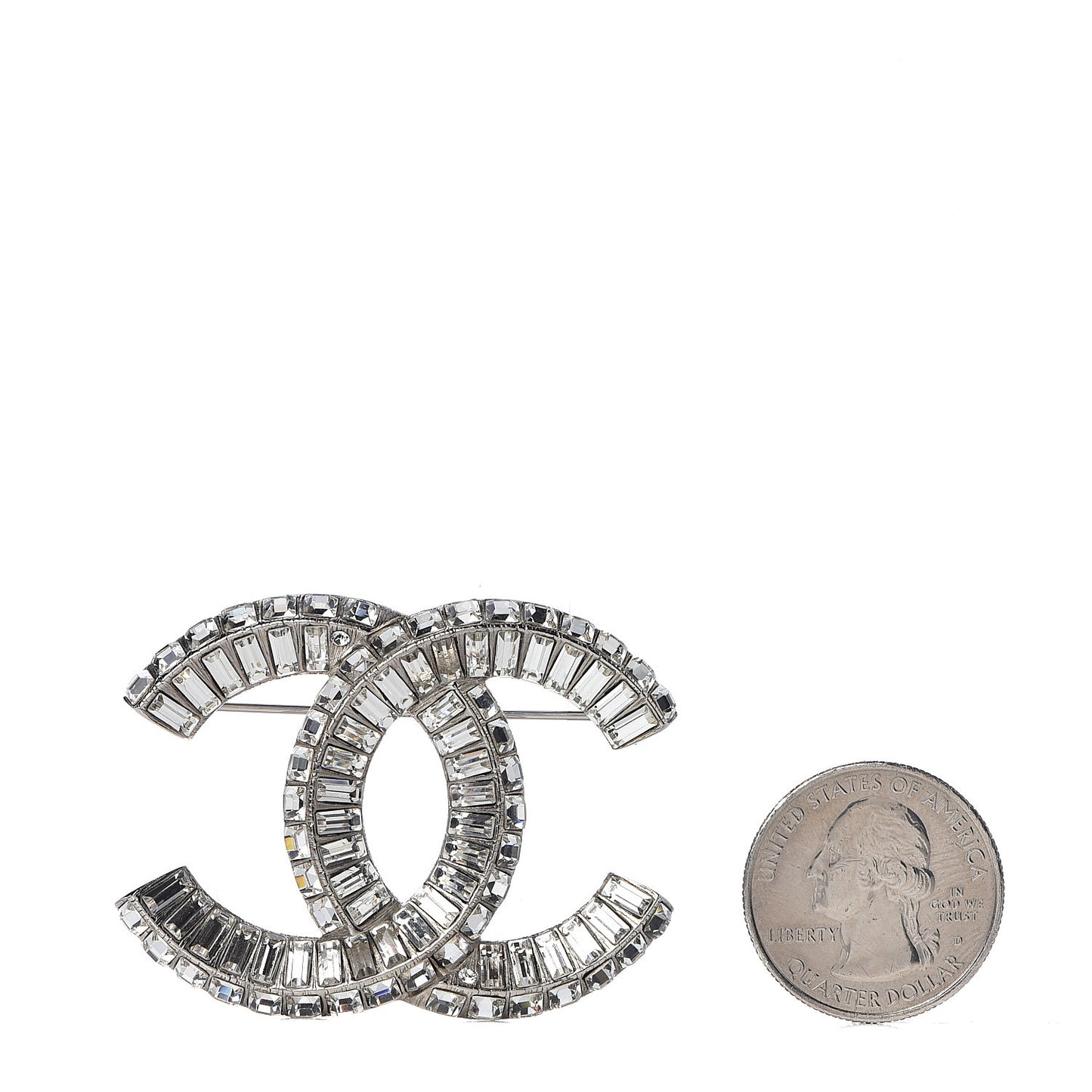 Baguette Crystal CC Brooch Silver
