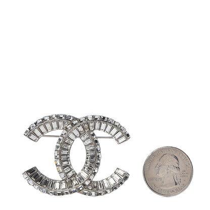 Chanel Baguette Crystal CC Brooch Silver 2 of 5