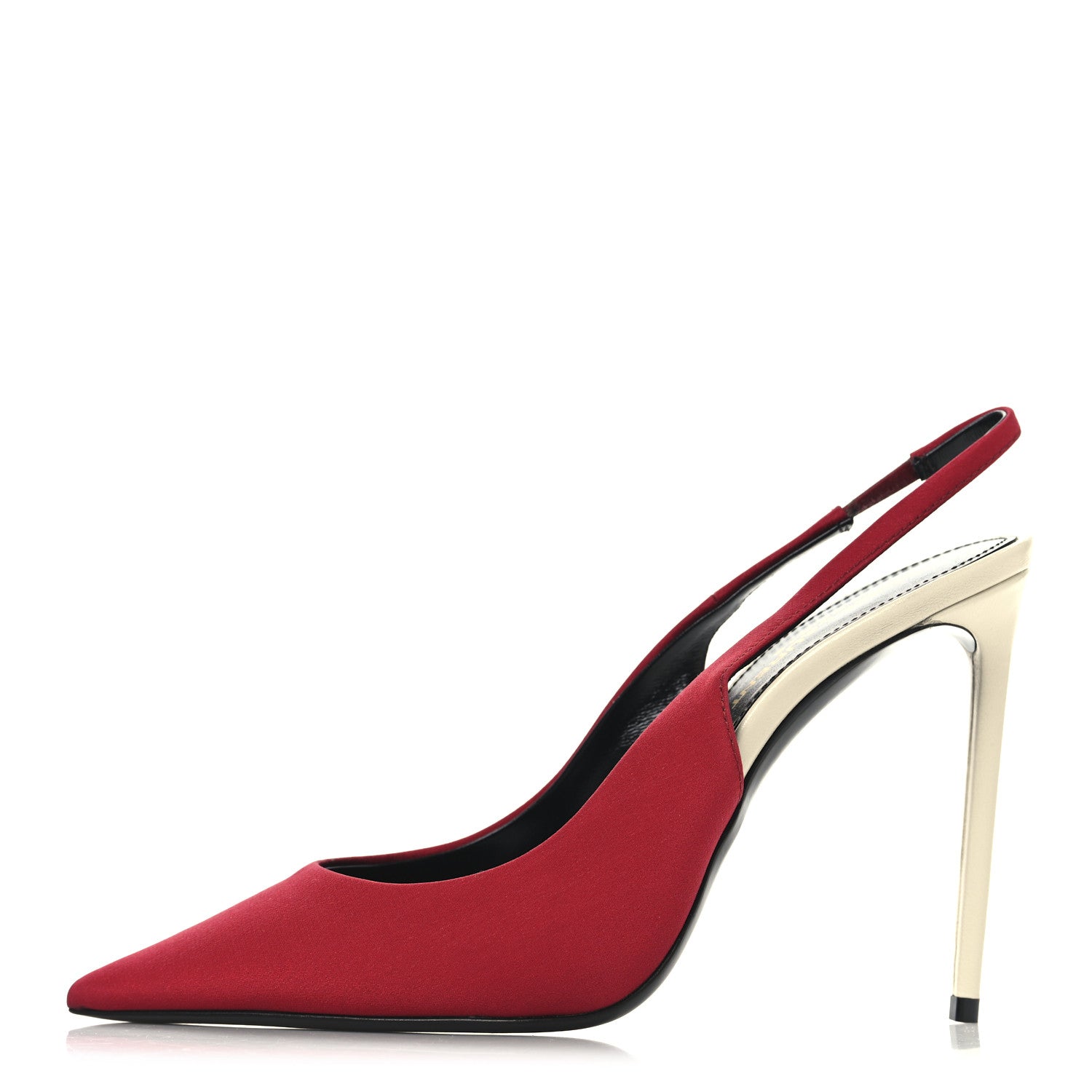 Saint Laurent Crepe De Chine Zoe 105 Slingback Pump 38 Deep Red 1 of 10