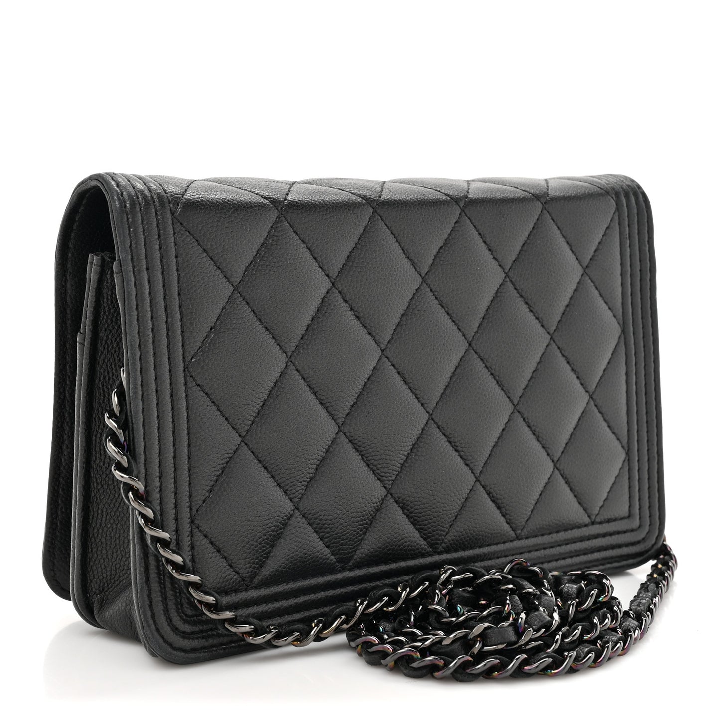 Caviar Quilted Boy Wallet On Chain WOC So Black
