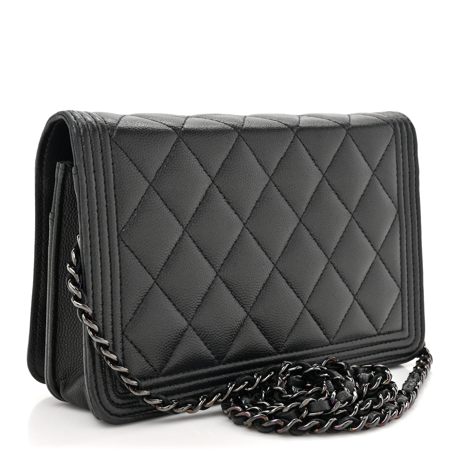 Chanel Caviar Quilted Boy Wallet On Chain WOC So Black 3 of 17