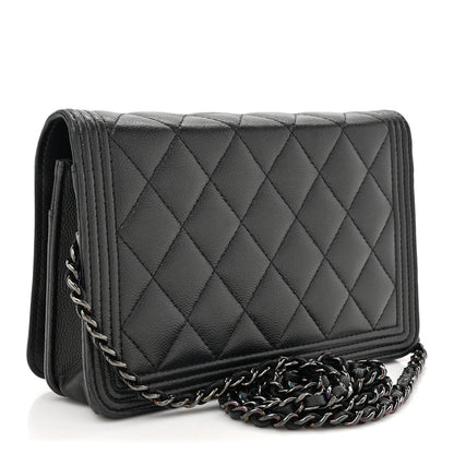 Chanel Caviar Quilted Boy Wallet On Chain WOC So Black 3 of 17