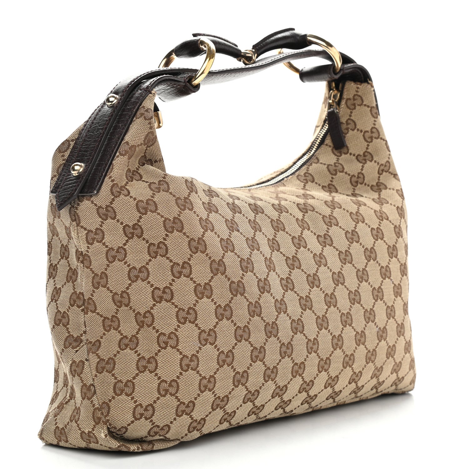 Gucci Monogram Medium Horsebit Chain Hobo Dark Brown 3 of 18