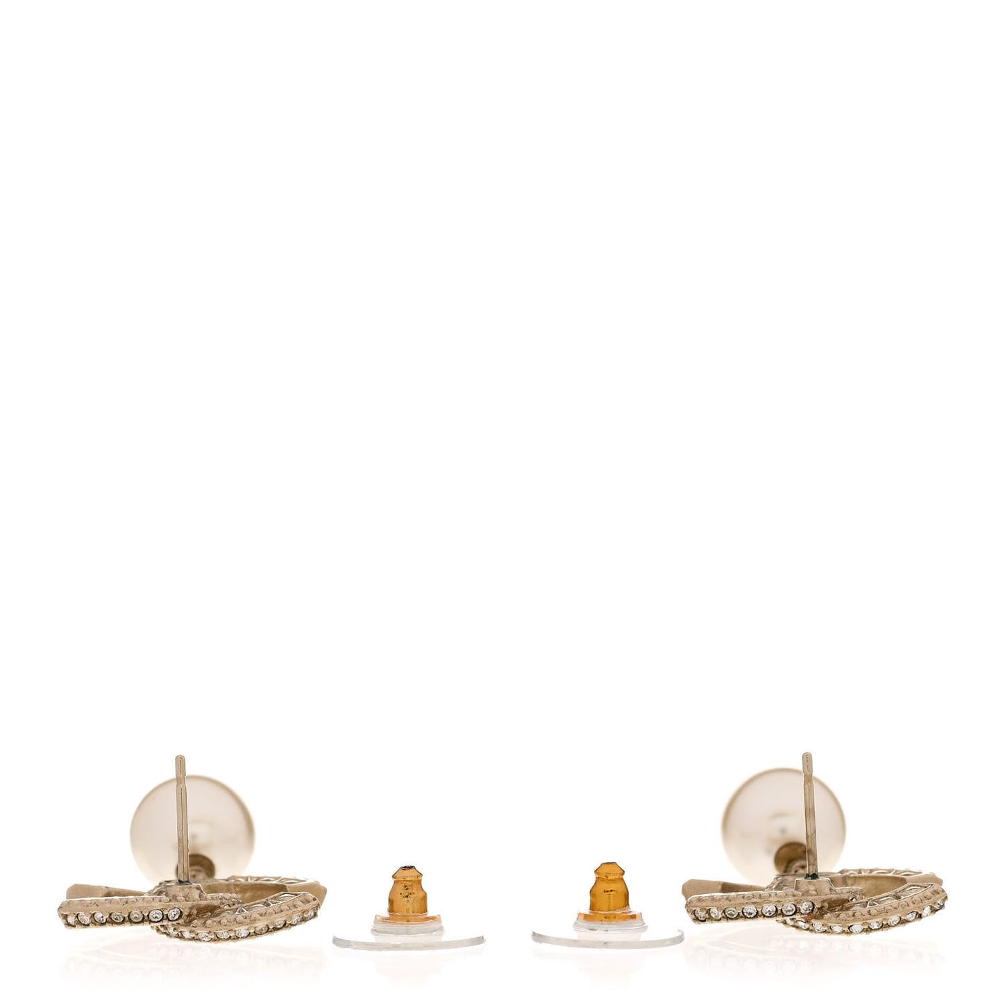 Crystal Pearl CC Drop Earrings Gold