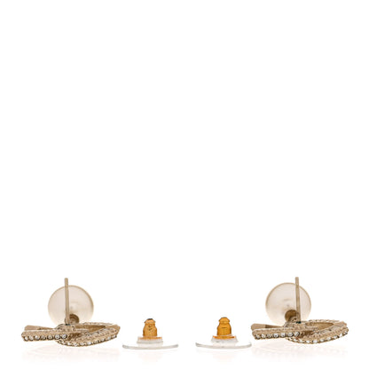 Chanel Crystal Pearl CC Drop Earrings Gold 3 of 5