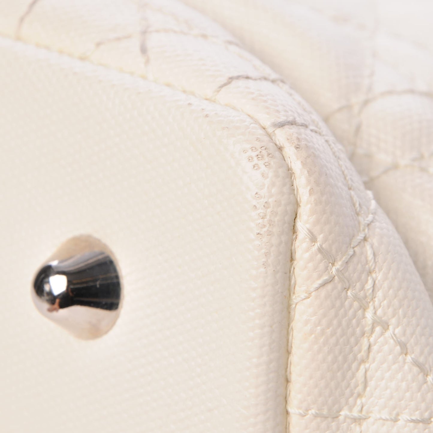 Coated Canvas Cannage Small Panarea Tote White