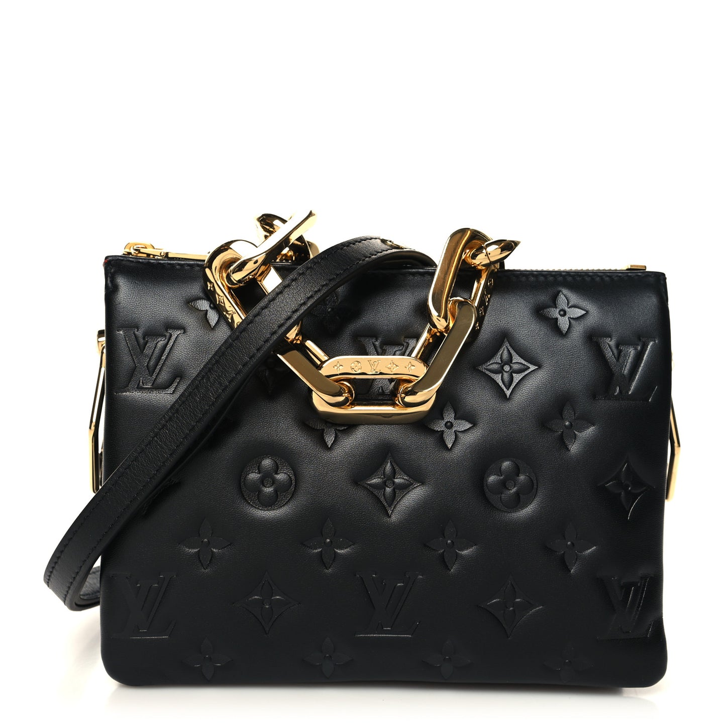 Lambskin Embossed Monogram Coussin BB Black