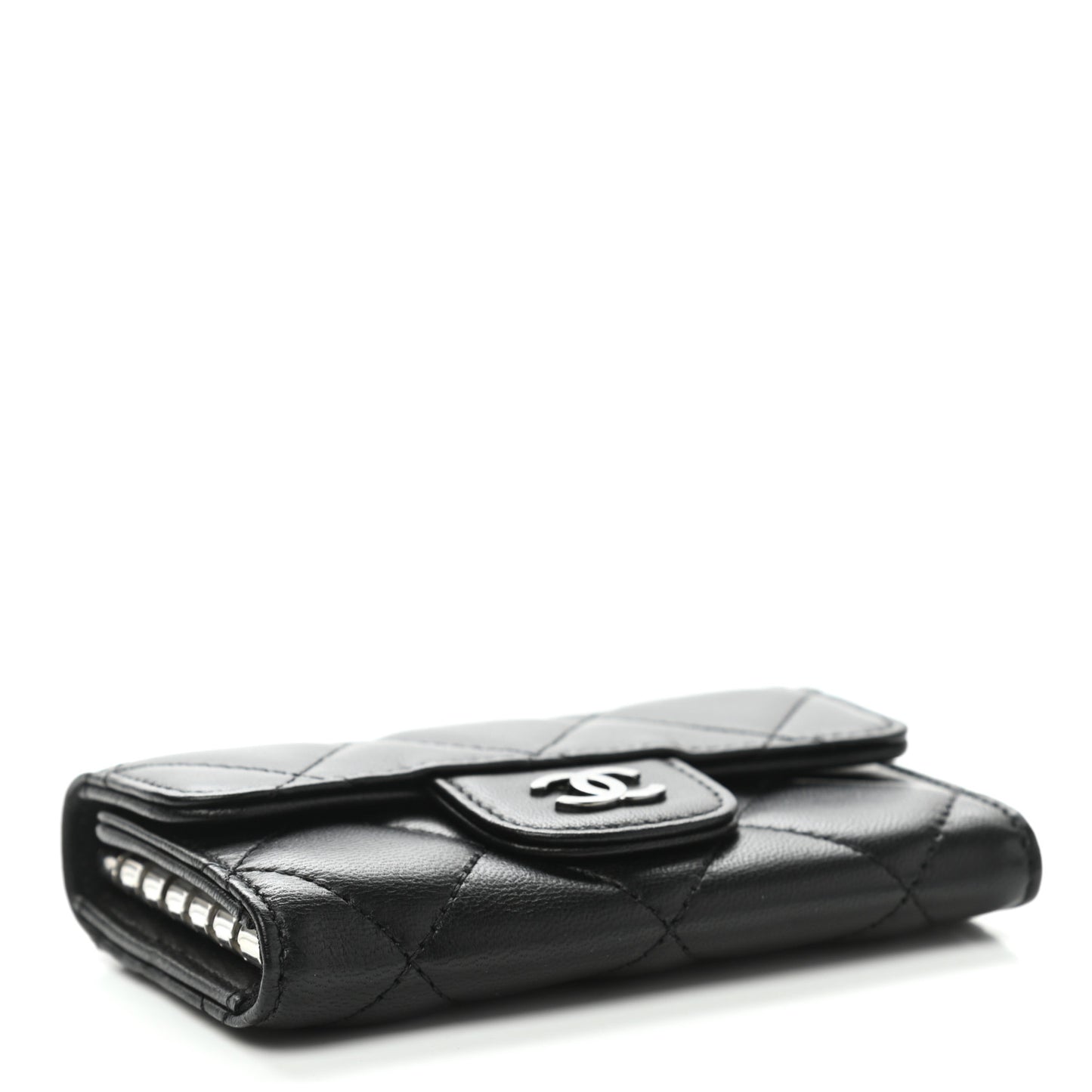 Lambskin Quilted 6 Key Holder Black