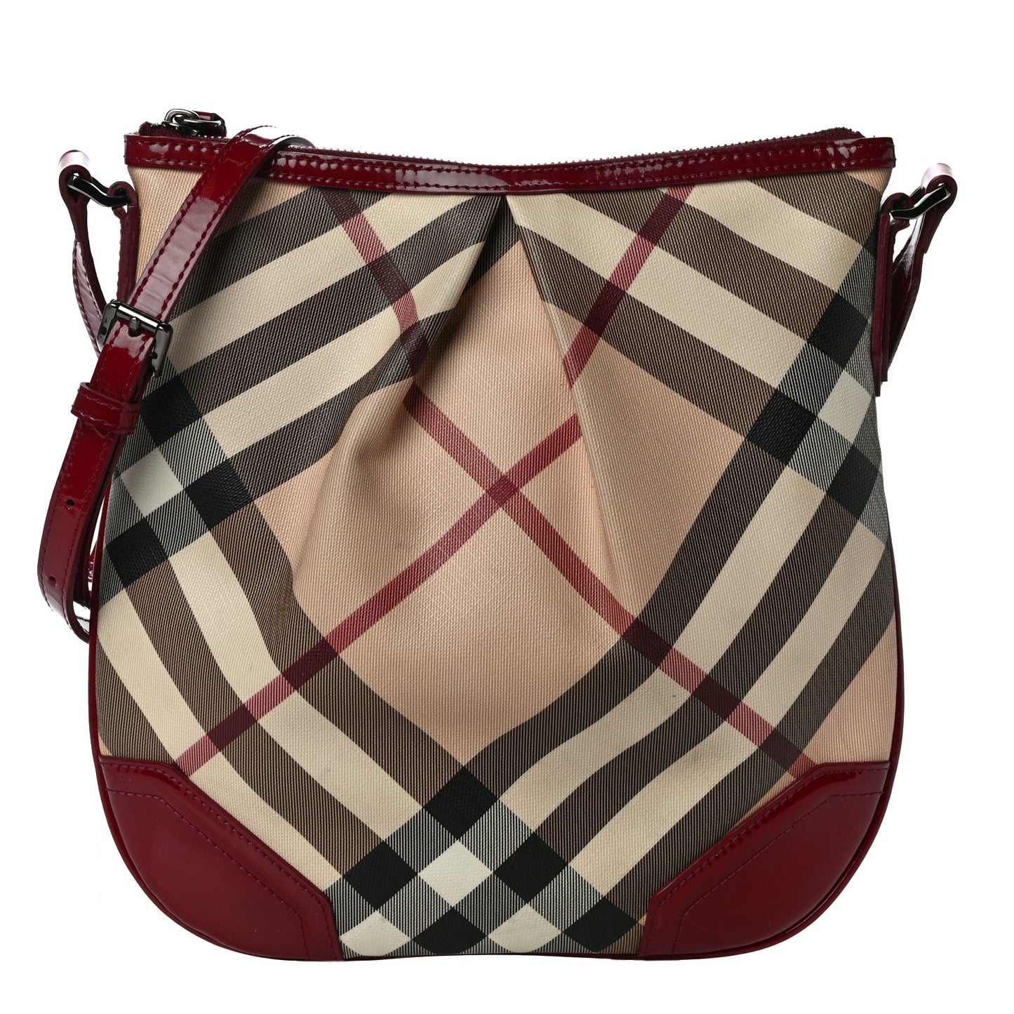 Patent Nova Check Julia Crossbody Bag Red