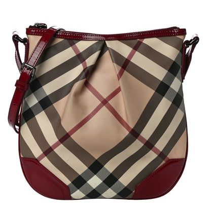 Burberry Patent Nova Check Julia Crossbody Bag Red 1 of 11