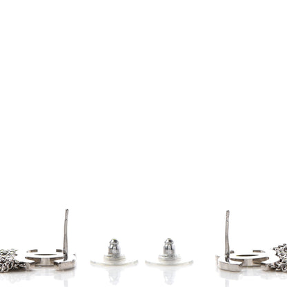 Chanel Baguette Crystal CC Chain Drop Earrings Silver 3 of 4