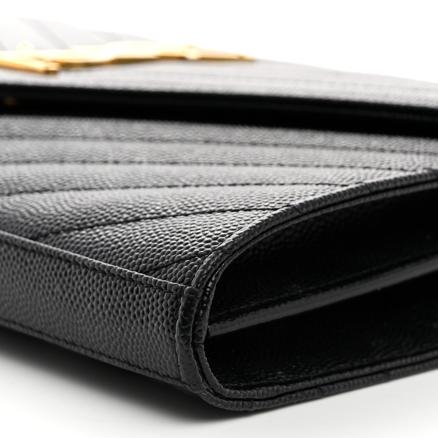Saint Laurent Grain De Poudre Matelasse Chevron Monogram Chain Wallet Black 9 of 9