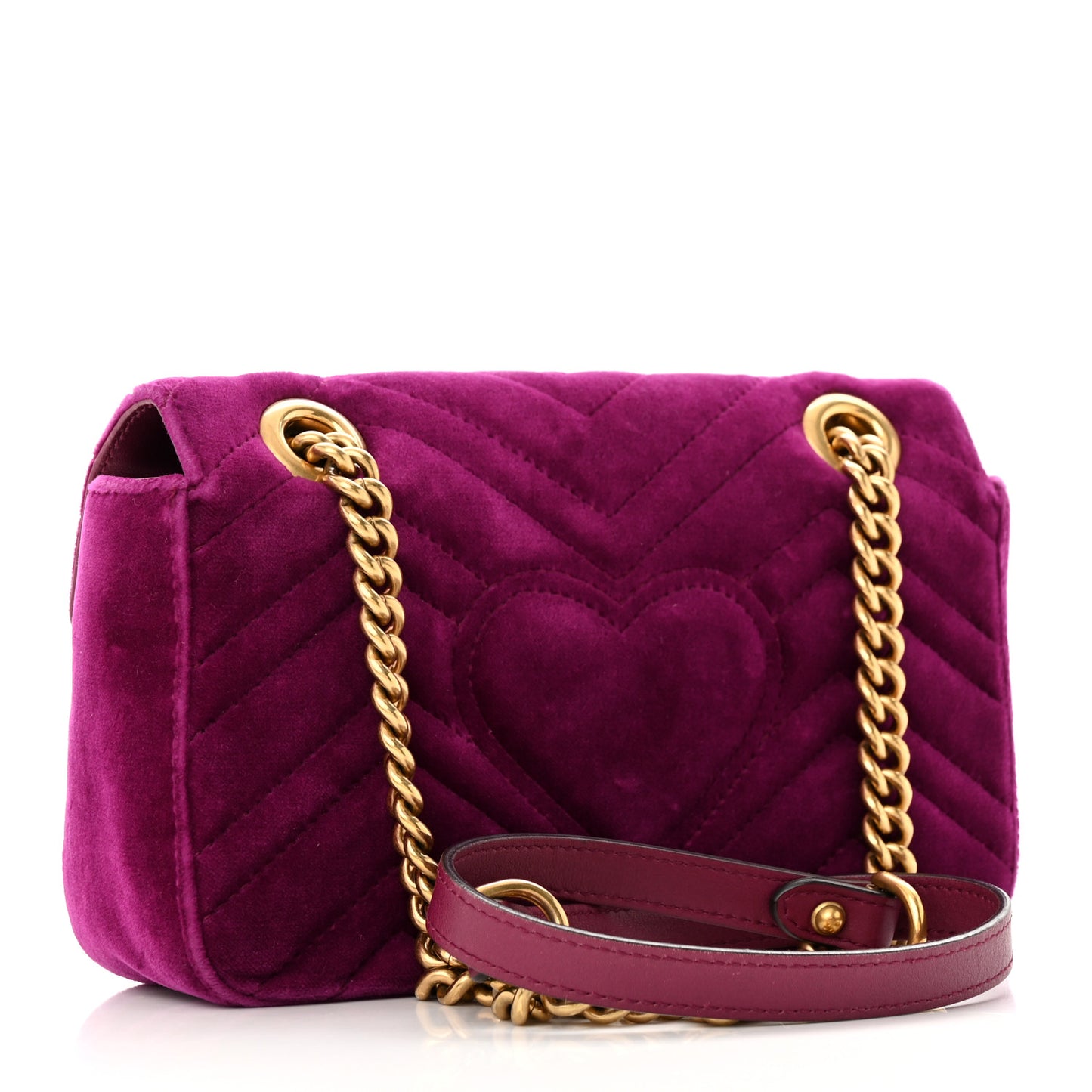 Velvet Matelasse Embroidered Mini GG Marmont Shoulder Bag Bordeaux