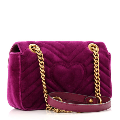 Gucci Velvet Matelasse Embroidered Mini GG Marmont Shoulder Bag Bordeaux 3 of 17