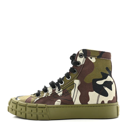 Prada Denim Triangle Logo Camo Sneakers 35 Militare 1 of 10