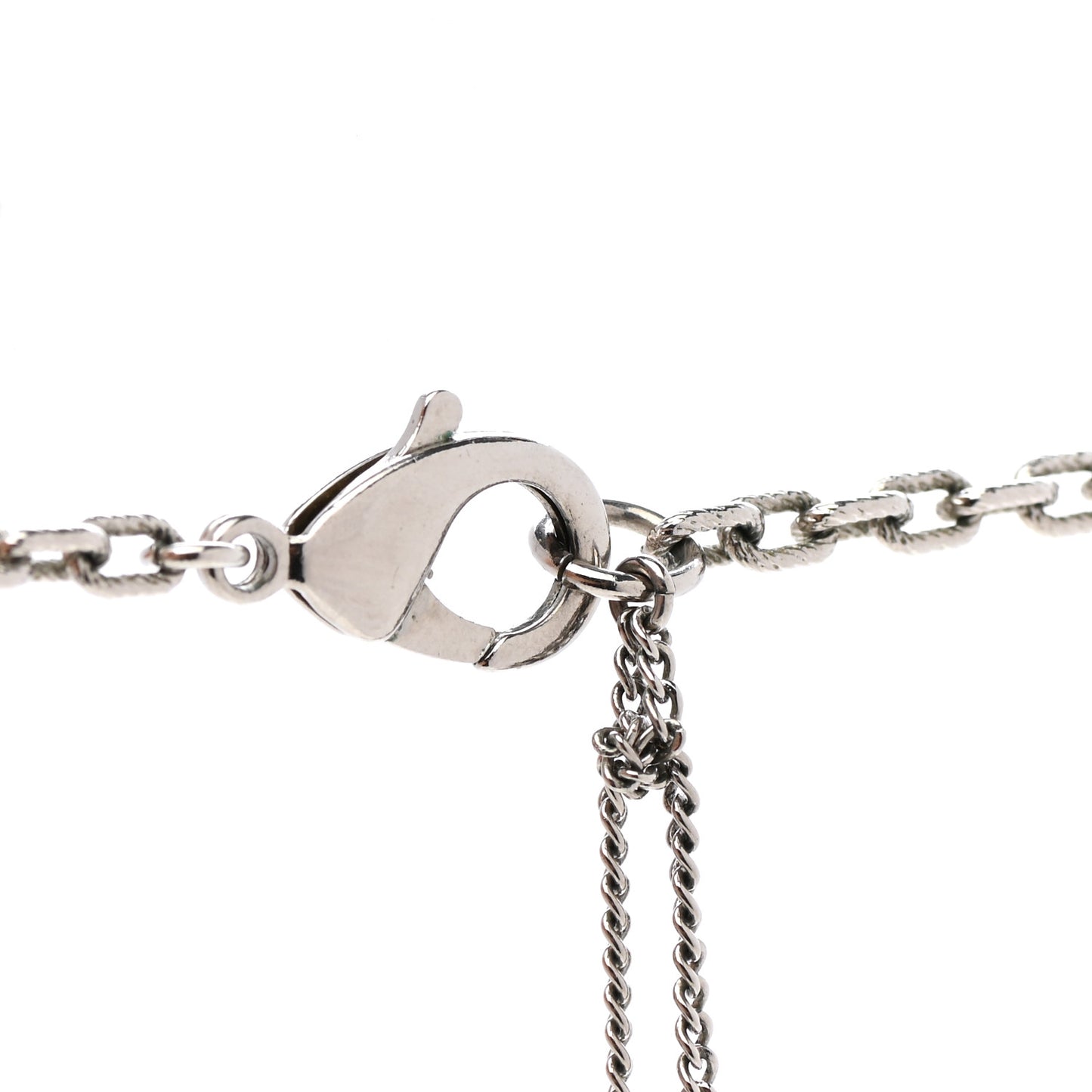Pearl Baguette Crystal CC Long Necklace Silver