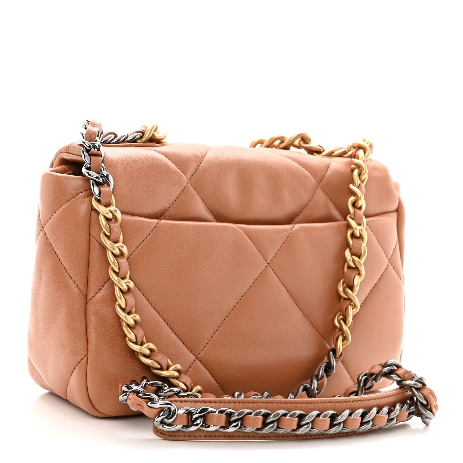 Chanel Lambskin Quilted Medium Chanel 19 Flap Light Brown 3 of 10
