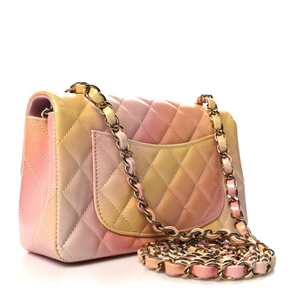Chanel Lambskin Quilted Tie Dye Ombre Mini Rectangular Flap Yellow Multicolor 3 of 11