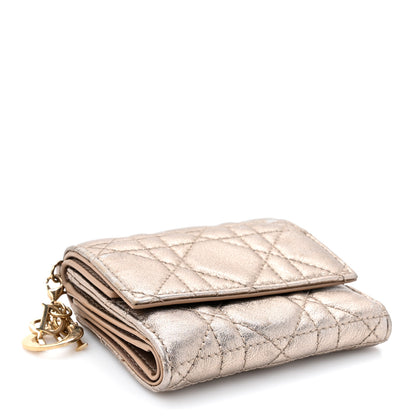 Christian Dior Metallic Lambskin Cannage Lady Dior Lotus Wallet Gold 4 of 10