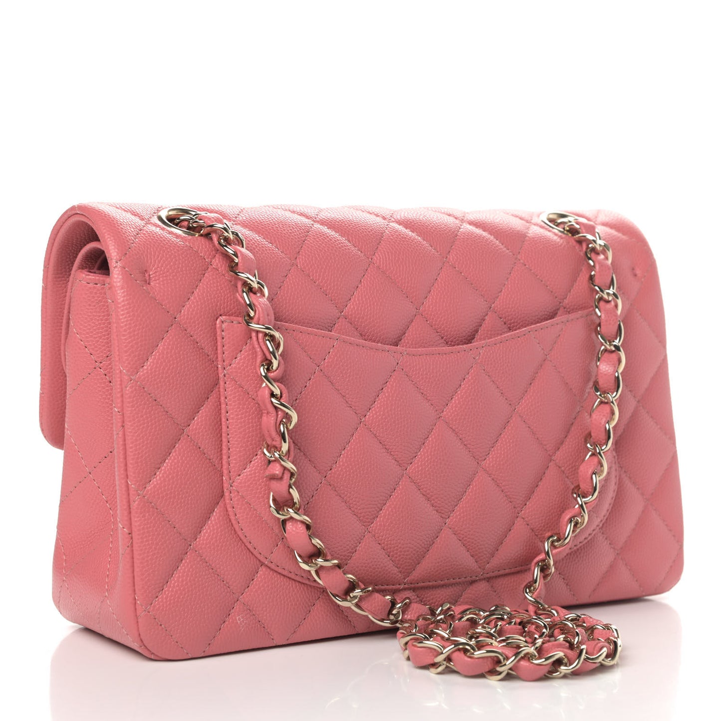 Caviar Quilted Small Double Flap Pink