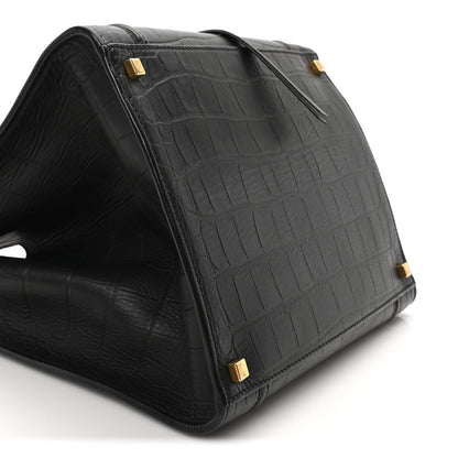 Celine Crocodile Embossed Calfskin Medium Phantom Luggage Black 8 of 9
