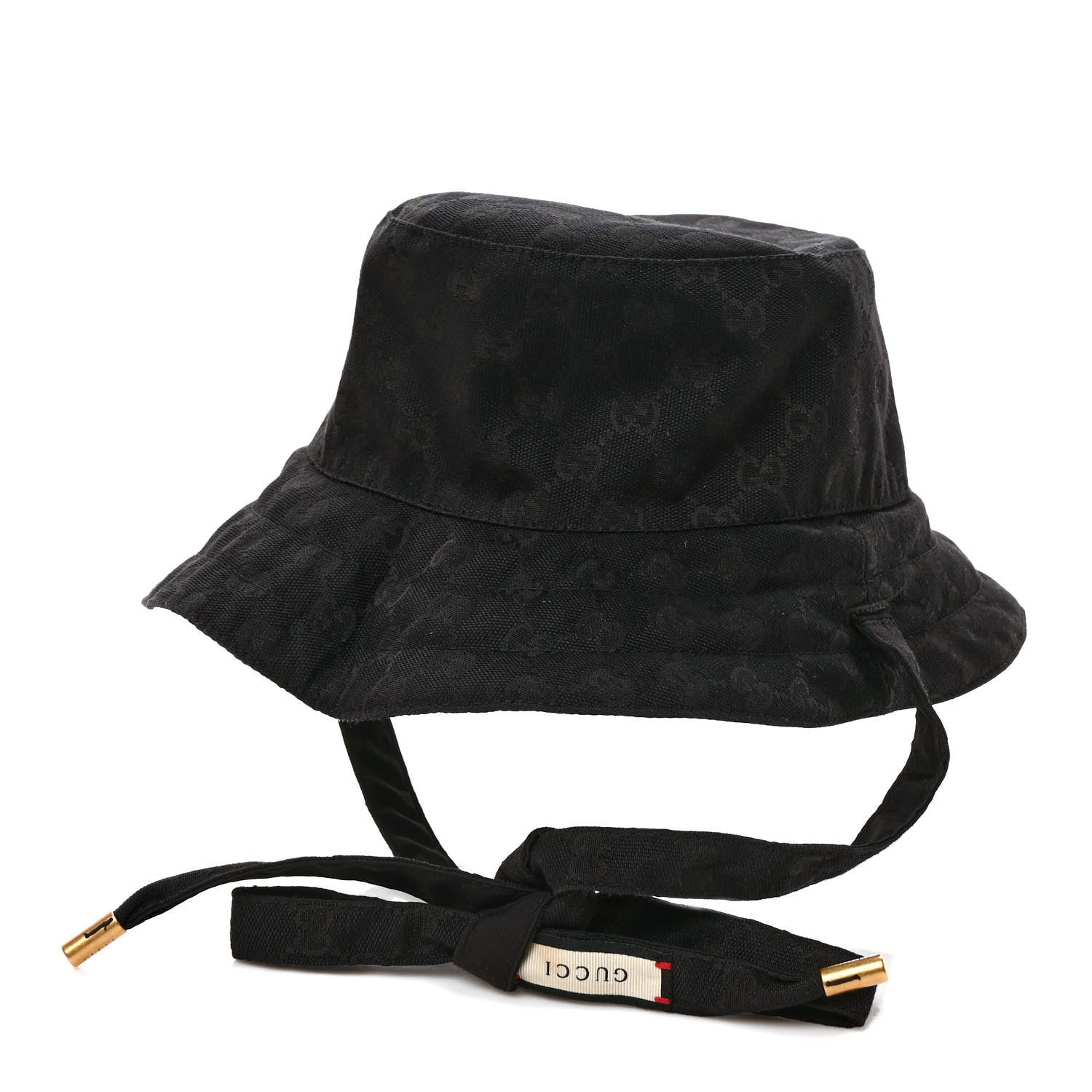 Gucci Canvas Nylon Monogram Reversible Self-Tie Bucket Hat Black 1 of 8