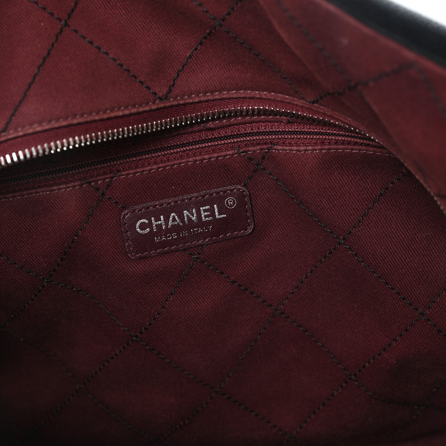 Grained Calfskin Quilted Small Daily Shopping Tote Black