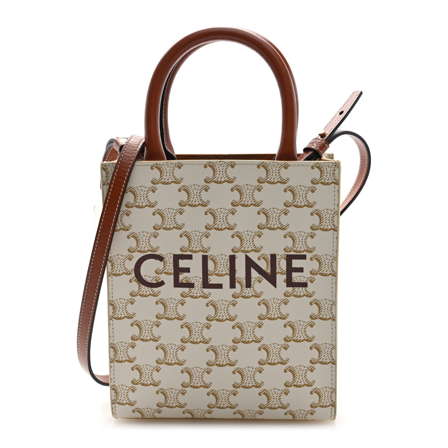 Celine Triomphe Canvas Calfskin Mini Vertical Cabas White 1 of 10