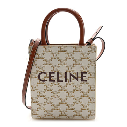 Celine Triomphe Canvas Calfskin Mini Vertical Cabas White 1 of 10